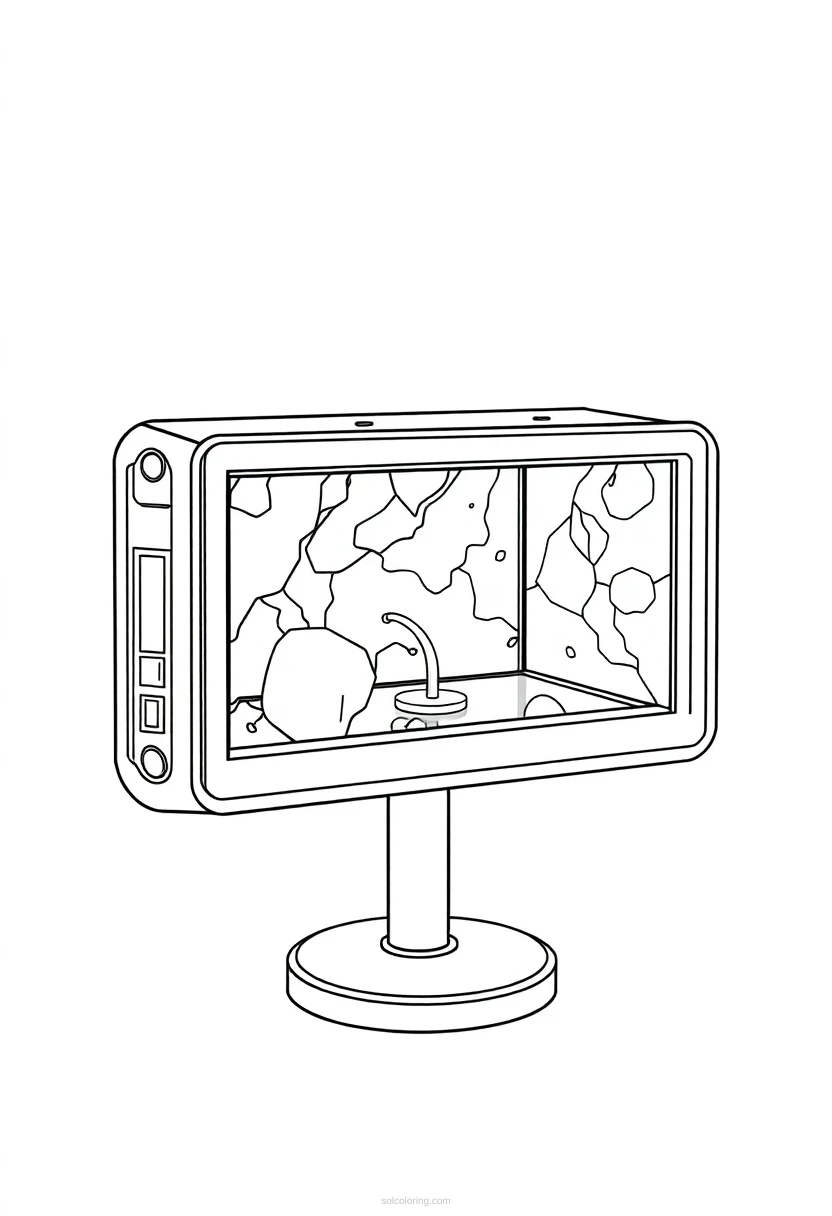 Holographic Display Interface coloring page for kids