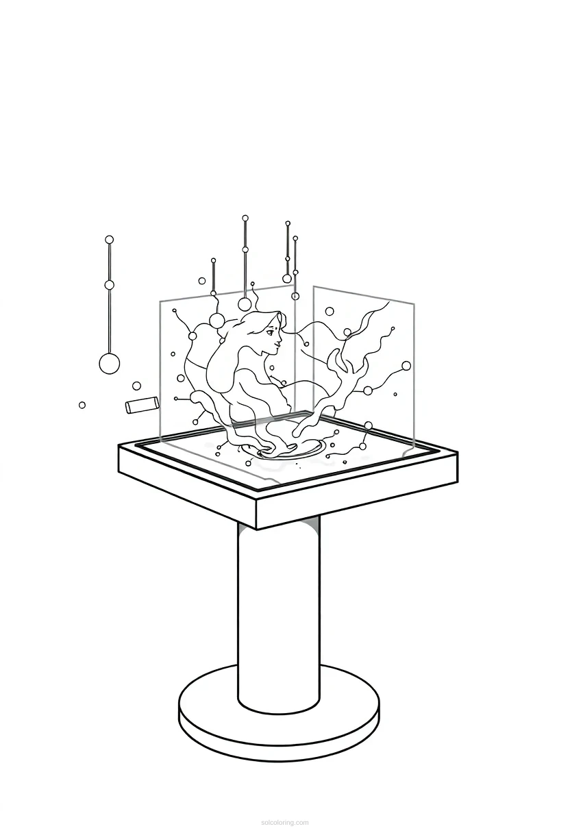Holographic Display Interface coloring page for kids