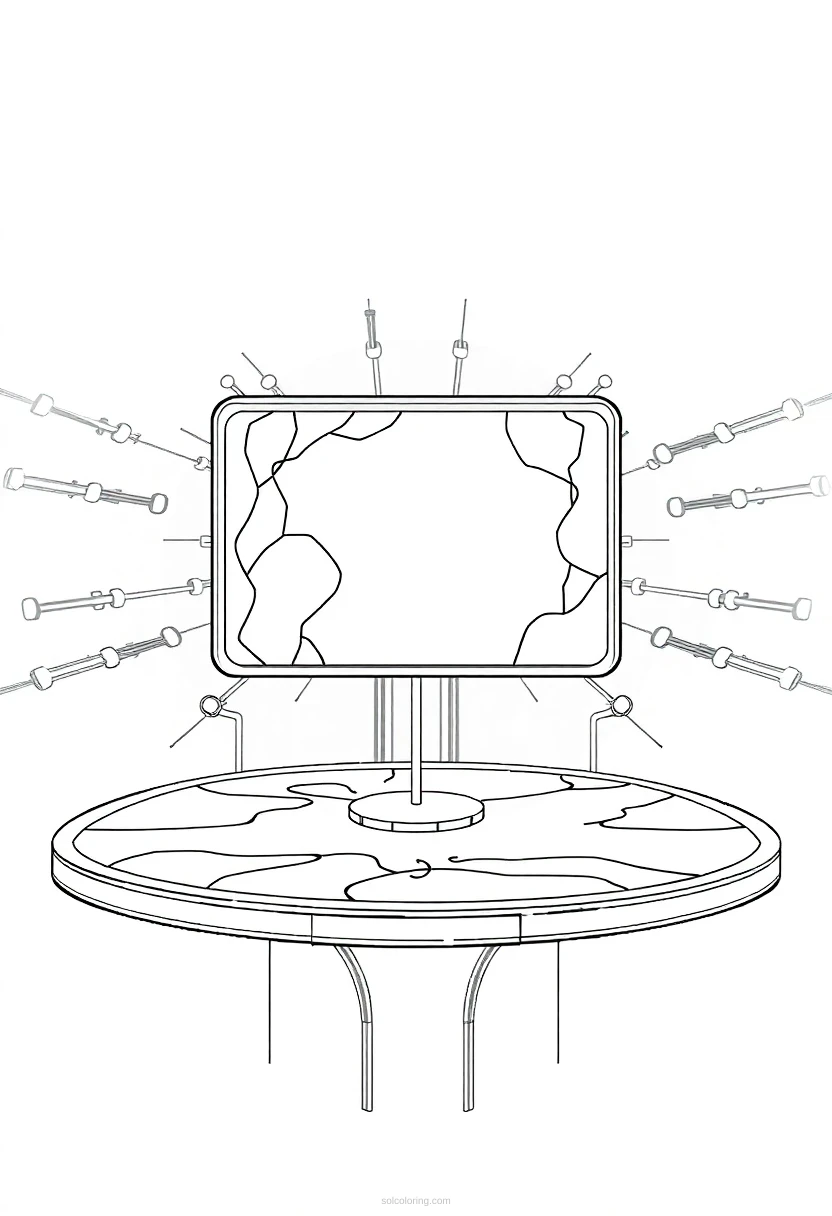 Holographic Display Interface coloring page for kids