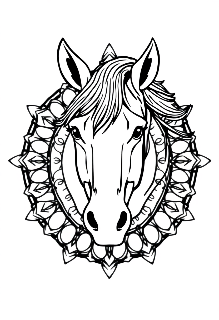 Horse Head Portrait coloring page, free printable