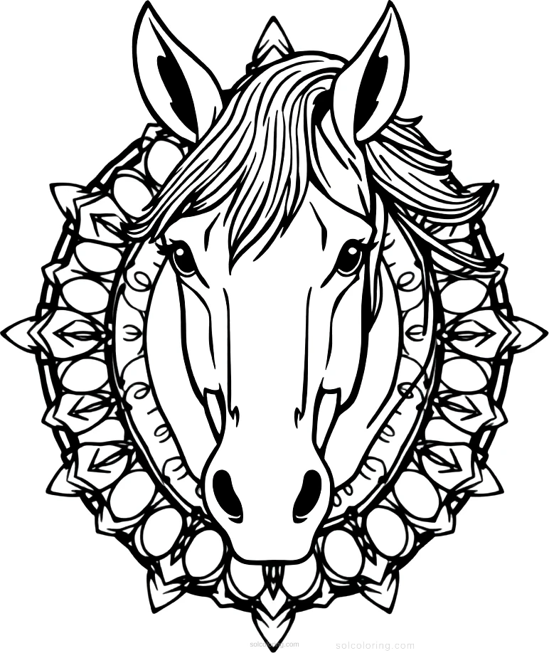 Horse Head Portrait coloring page for kids