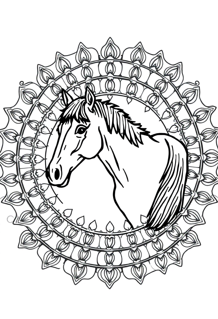 Horse in Stable coloring page, free printable