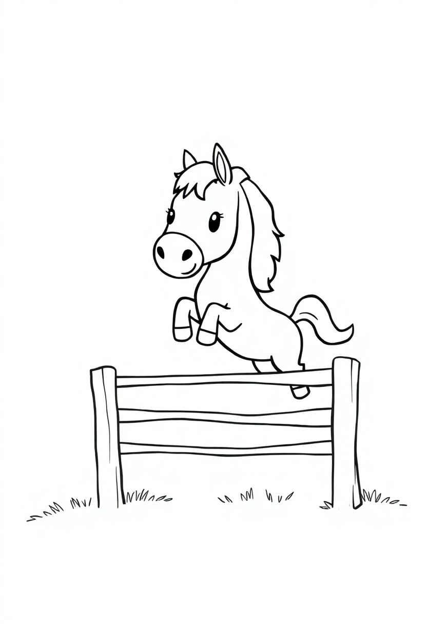 Horse Jumping Over Fence coloring page, free printable