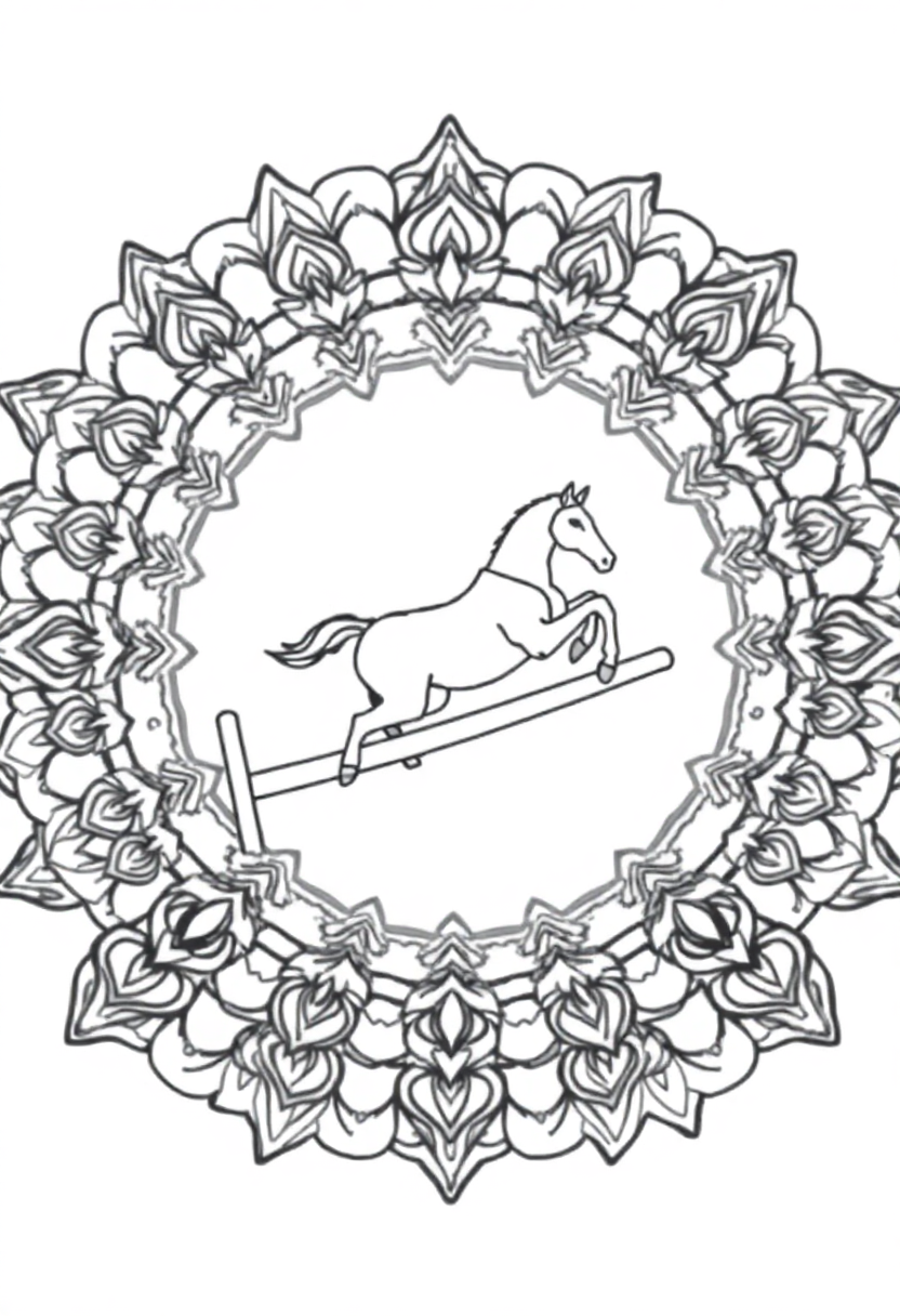 Horse Jumping Over Fence coloring page, free printable