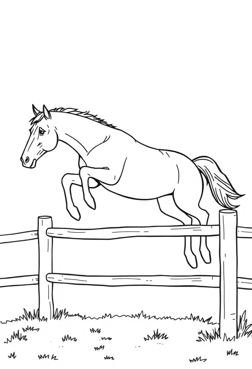 Horse Jumping Over Fence coloring pages