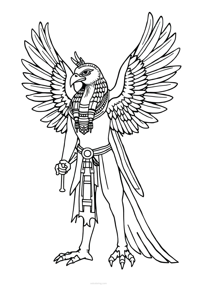 Horus Falcon God coloring page for kids