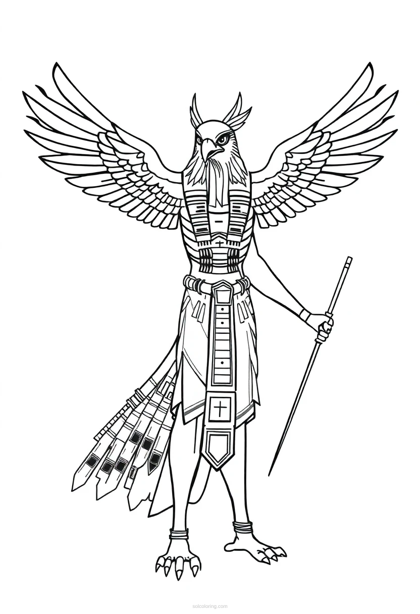 Horus Falcon God coloring page for kids