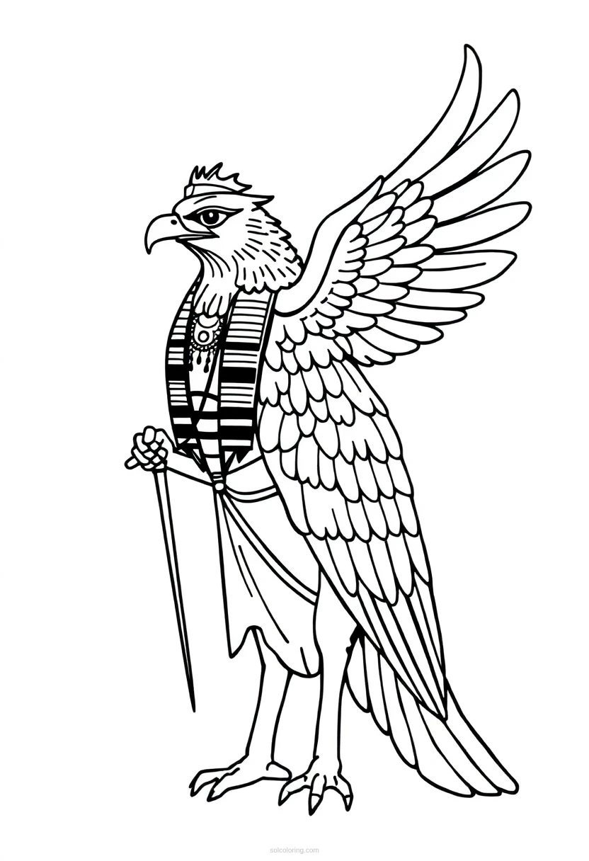 Horus Falcon God coloring page for kids