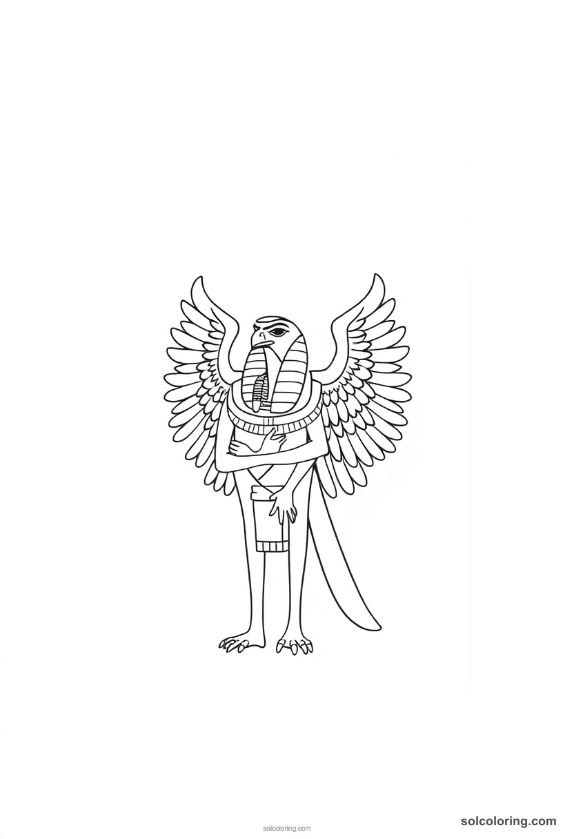 Simple Horus the Falcon-Headed Sky God simple coloring page for kids