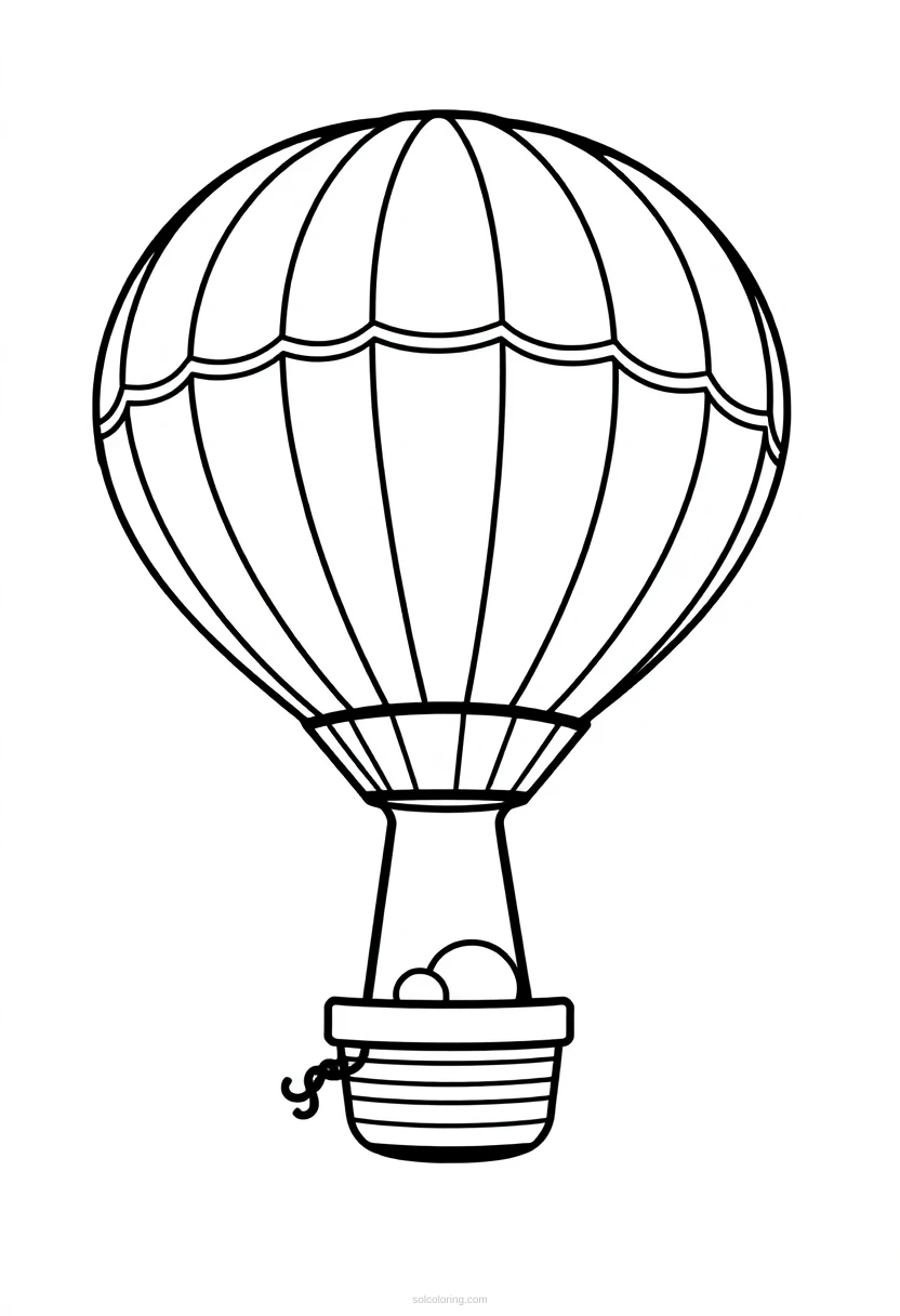 Hot Air Balloon Chibi coloring page for kids