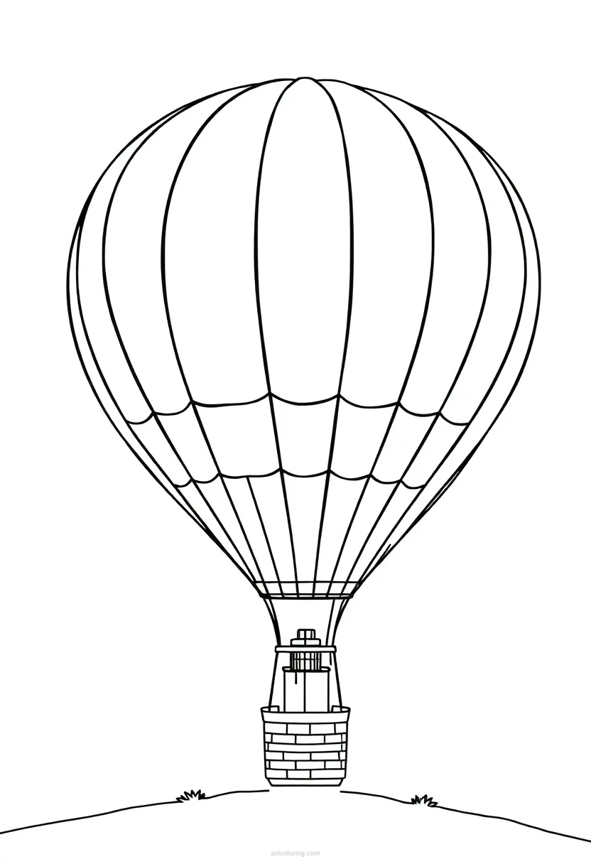Hot Air Balloon Chibi coloring page for kids