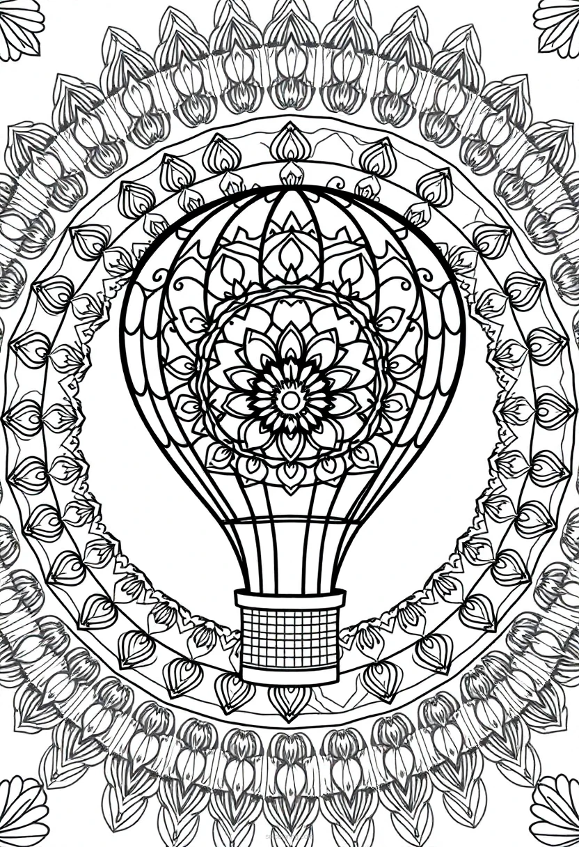 Hot Air Balloon Chibi coloring page for kids