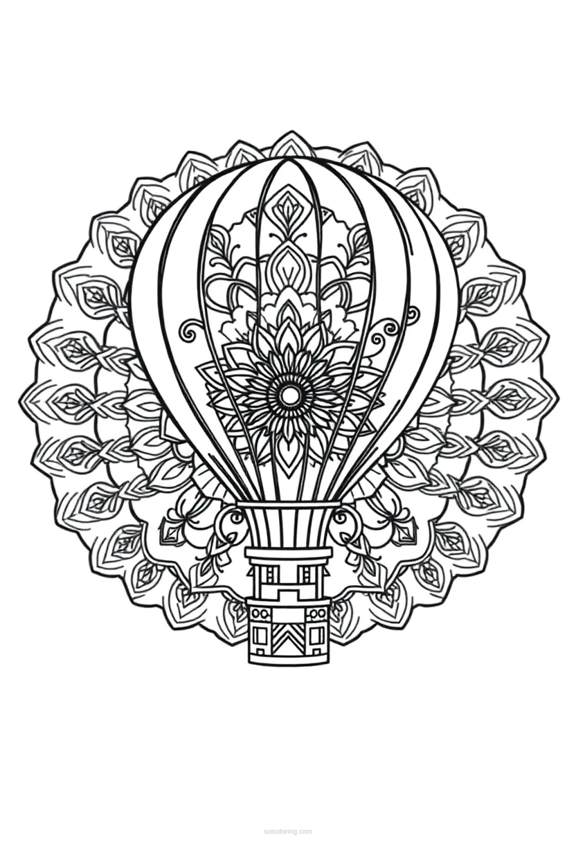 Hot Air Balloon coloring page for kids