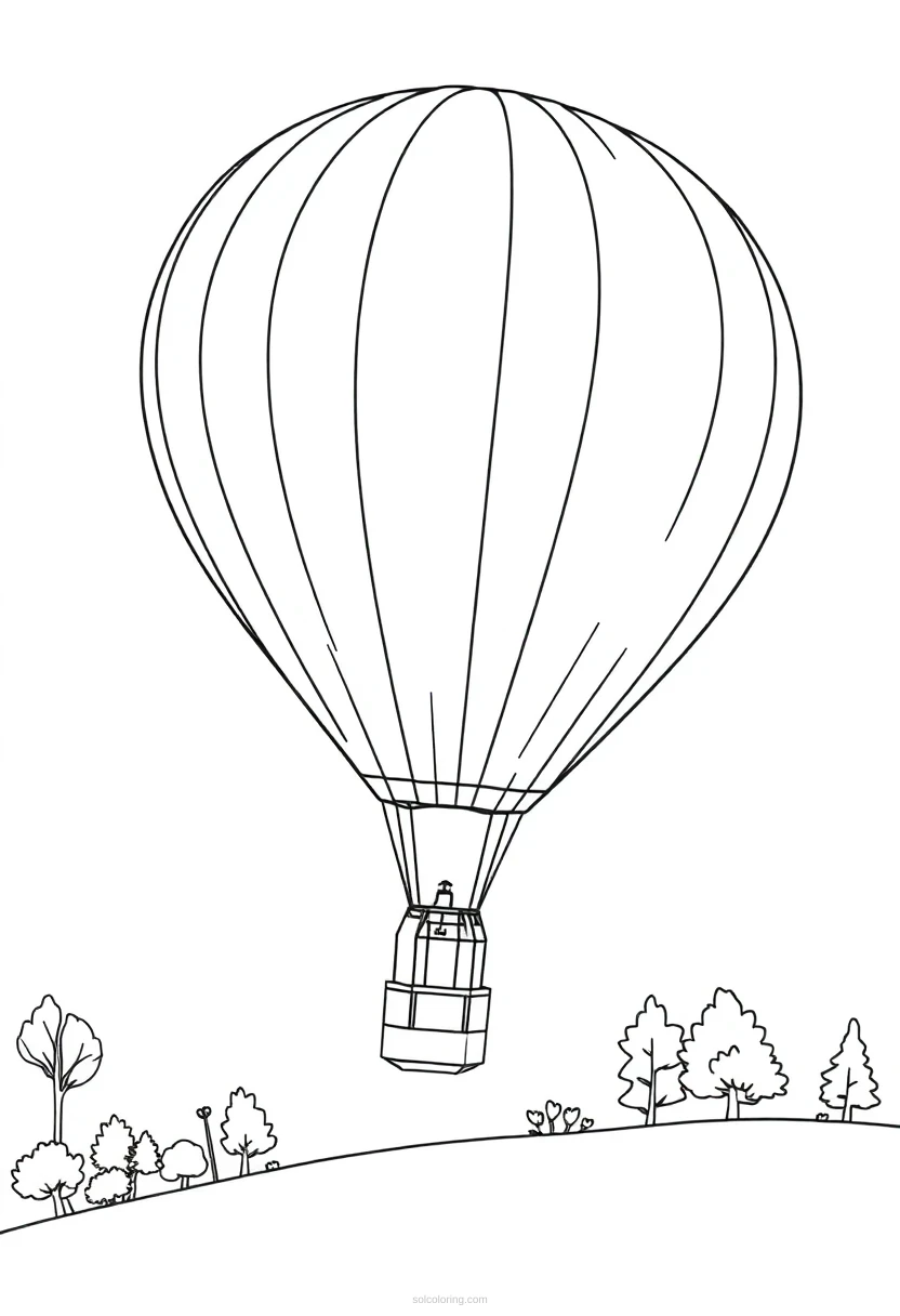 Hot Air Balloon Mandala coloring page for kids
