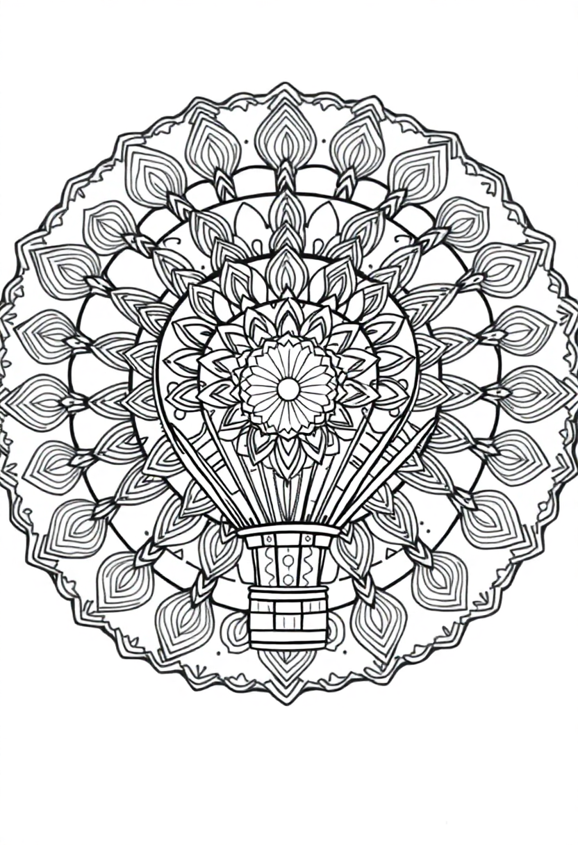 Hot Air Balloon coloring page, free printable