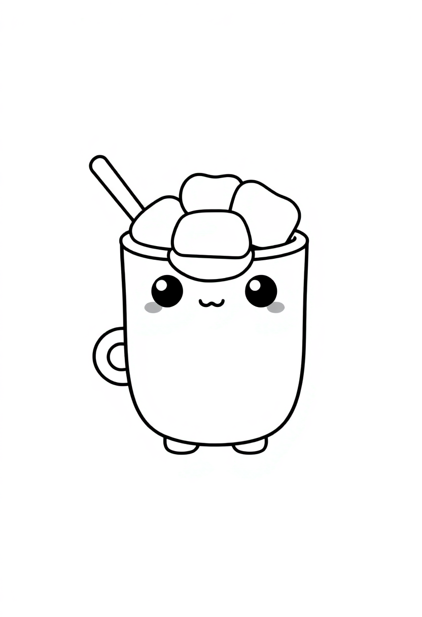 Hot Chocolate with Marshmallows coloring page, free printable