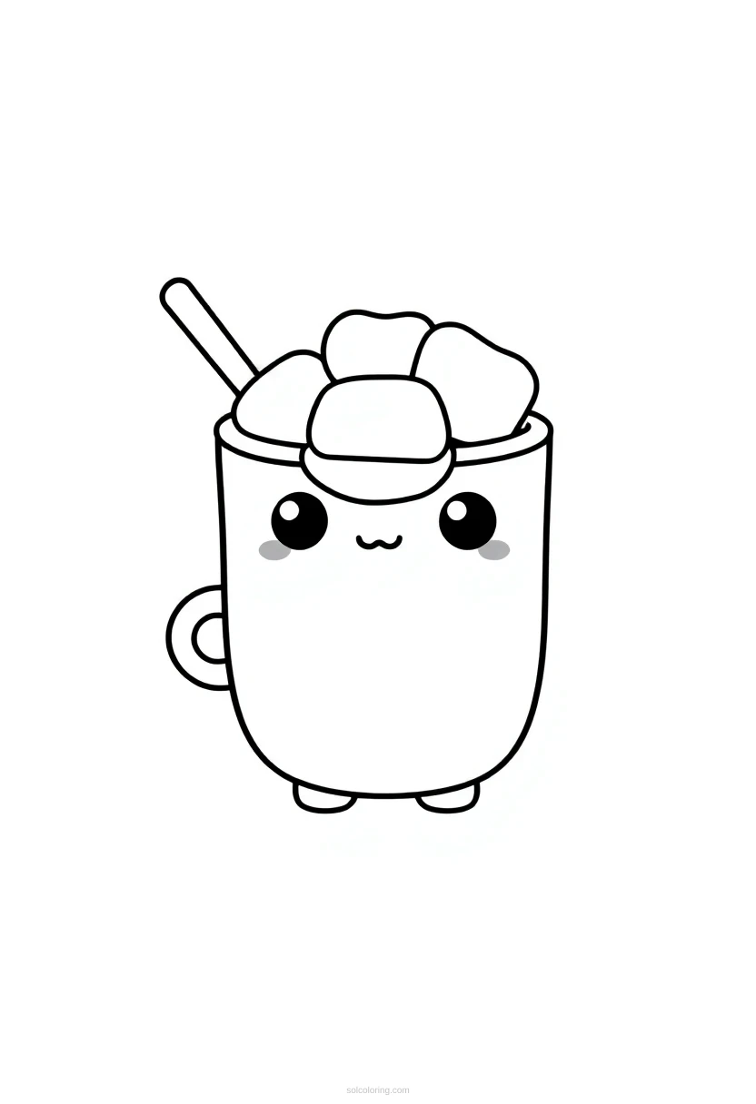 Hot Chocolate With Marshmallows coloring page for kids