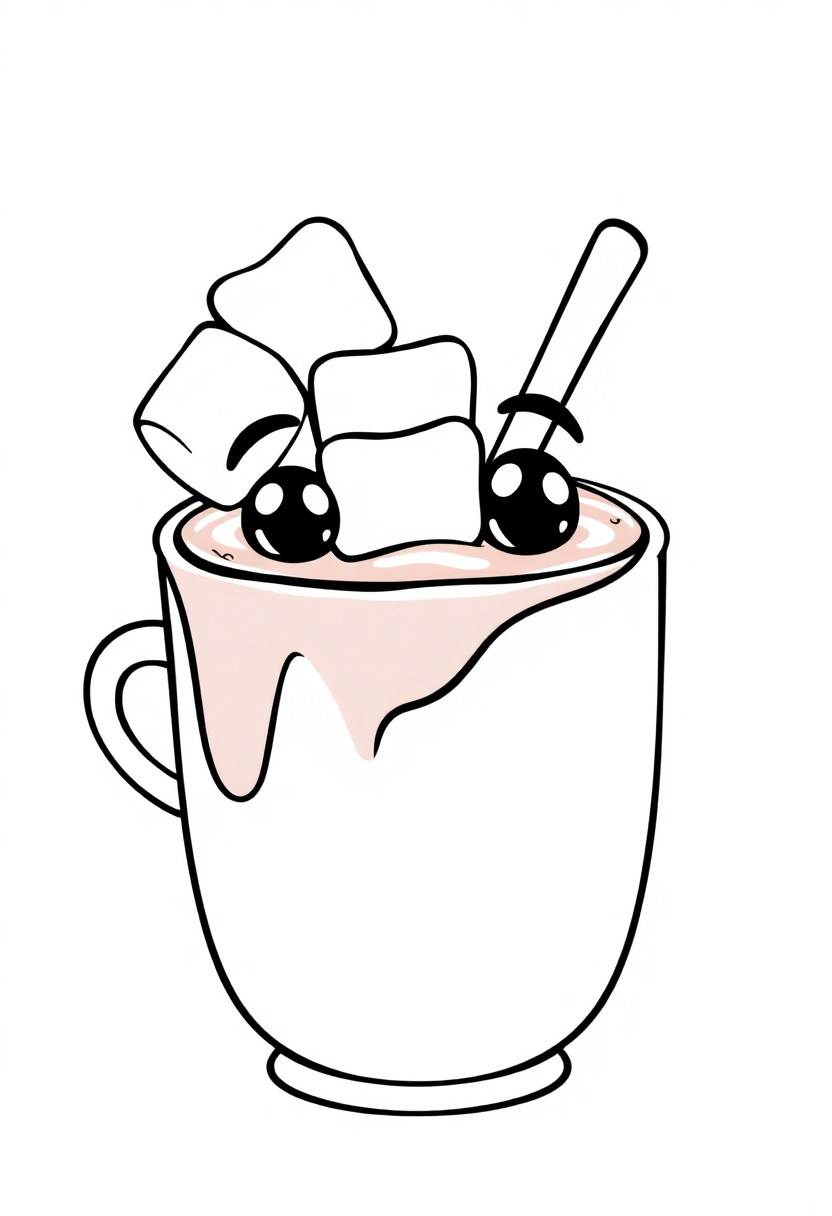Hot Chocolate with Marshmallows coloring page, free printable
