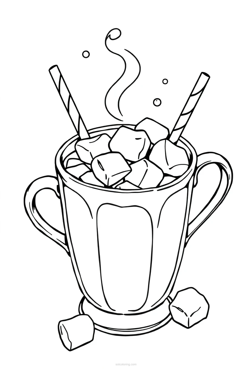 Hot Chocolate With Marshmallows coloring page for kids