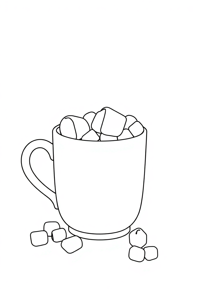 Hot Chocolate with Marshmallows coloring page, free printable