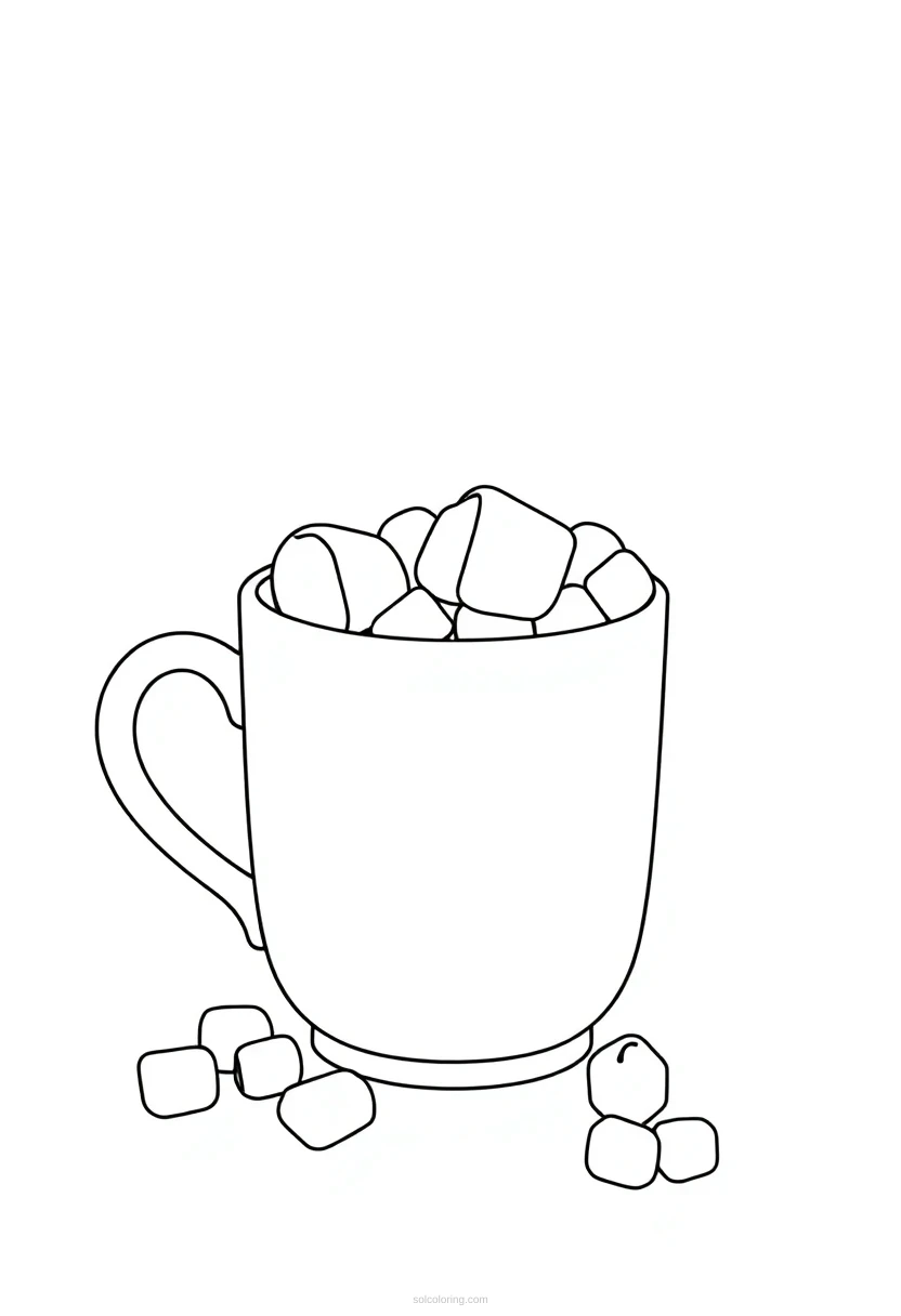 Hot Chocolate With Marshmallows coloring page for kids