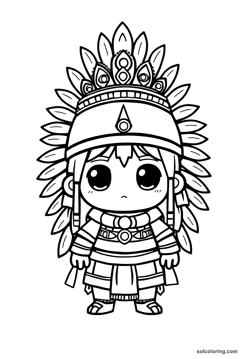 Chibi Huayna Capac at the Height of the Inca Empire coloring page, free printable chibi style