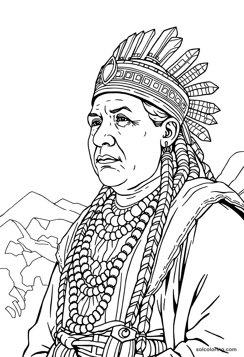 Huayna Capac at the Height of the Inca Empire coloring page, free printable detailed style