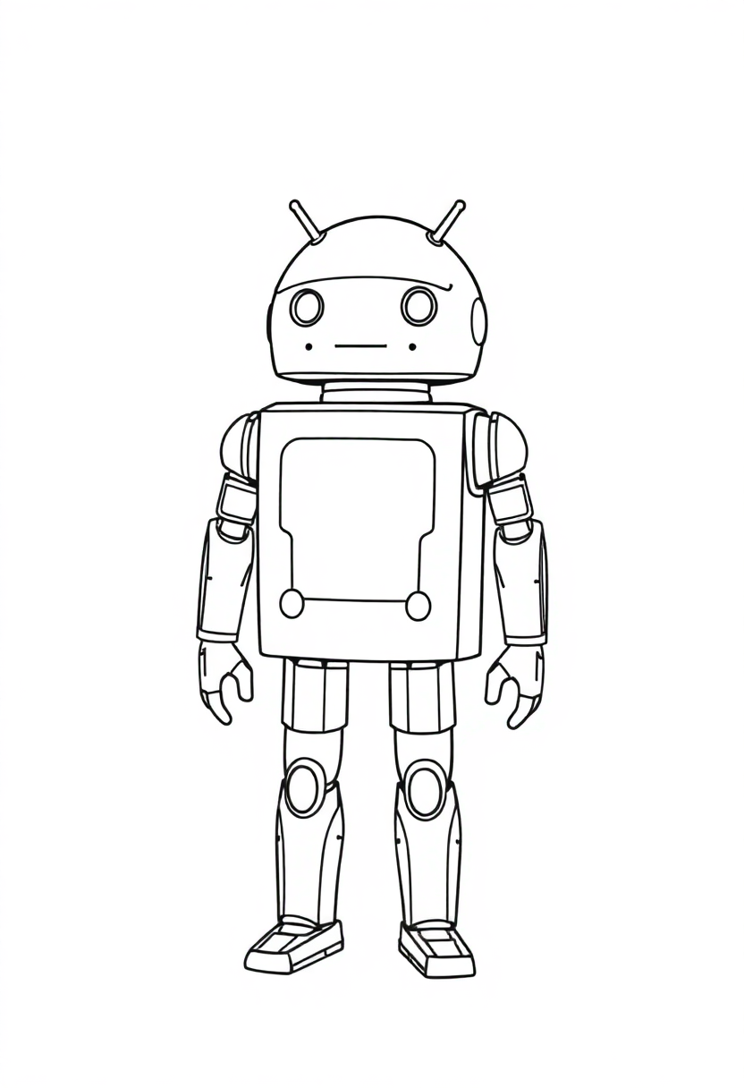 Humanoid Android coloring page, free printable