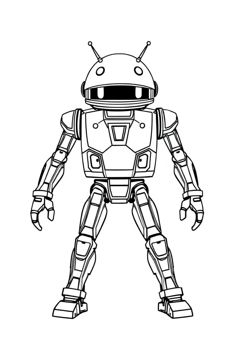 Humanoid Android coloring page, free printable