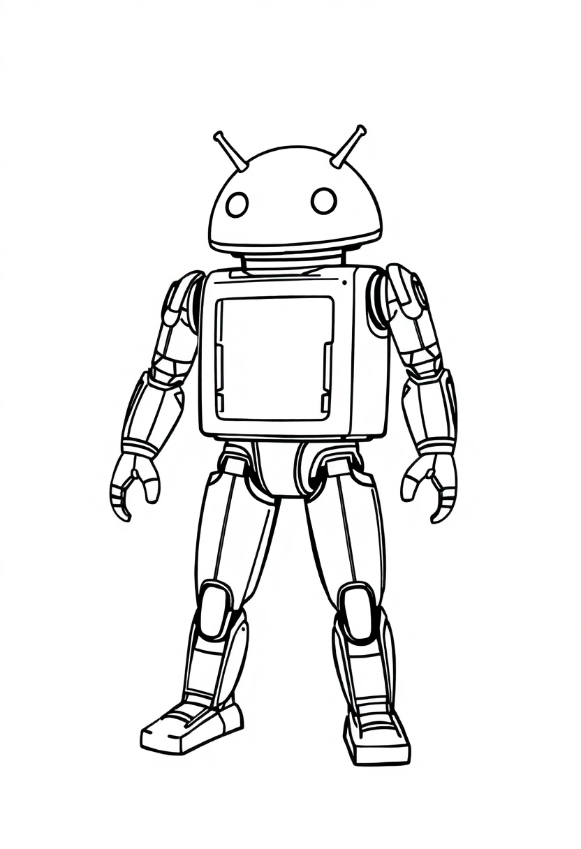 Humanoid Android coloring page, free printable