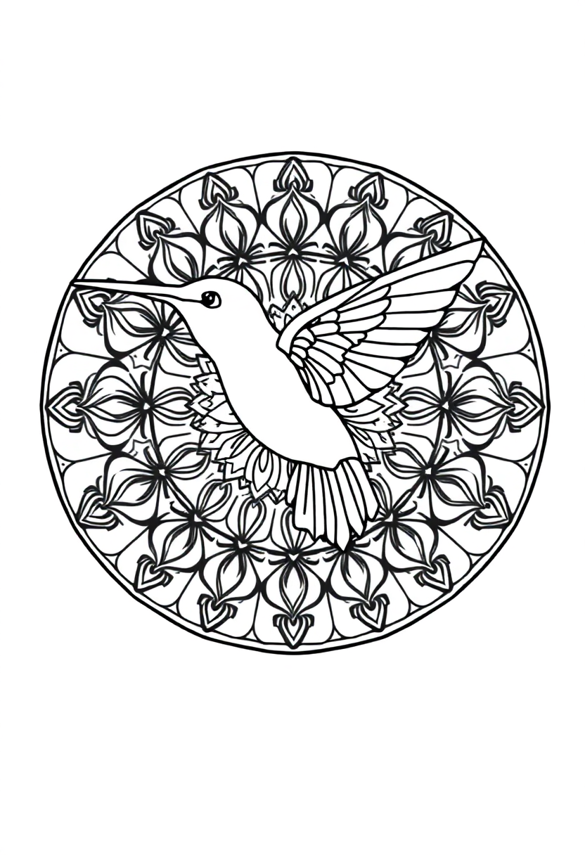 Hummingbird coloring page, free printable