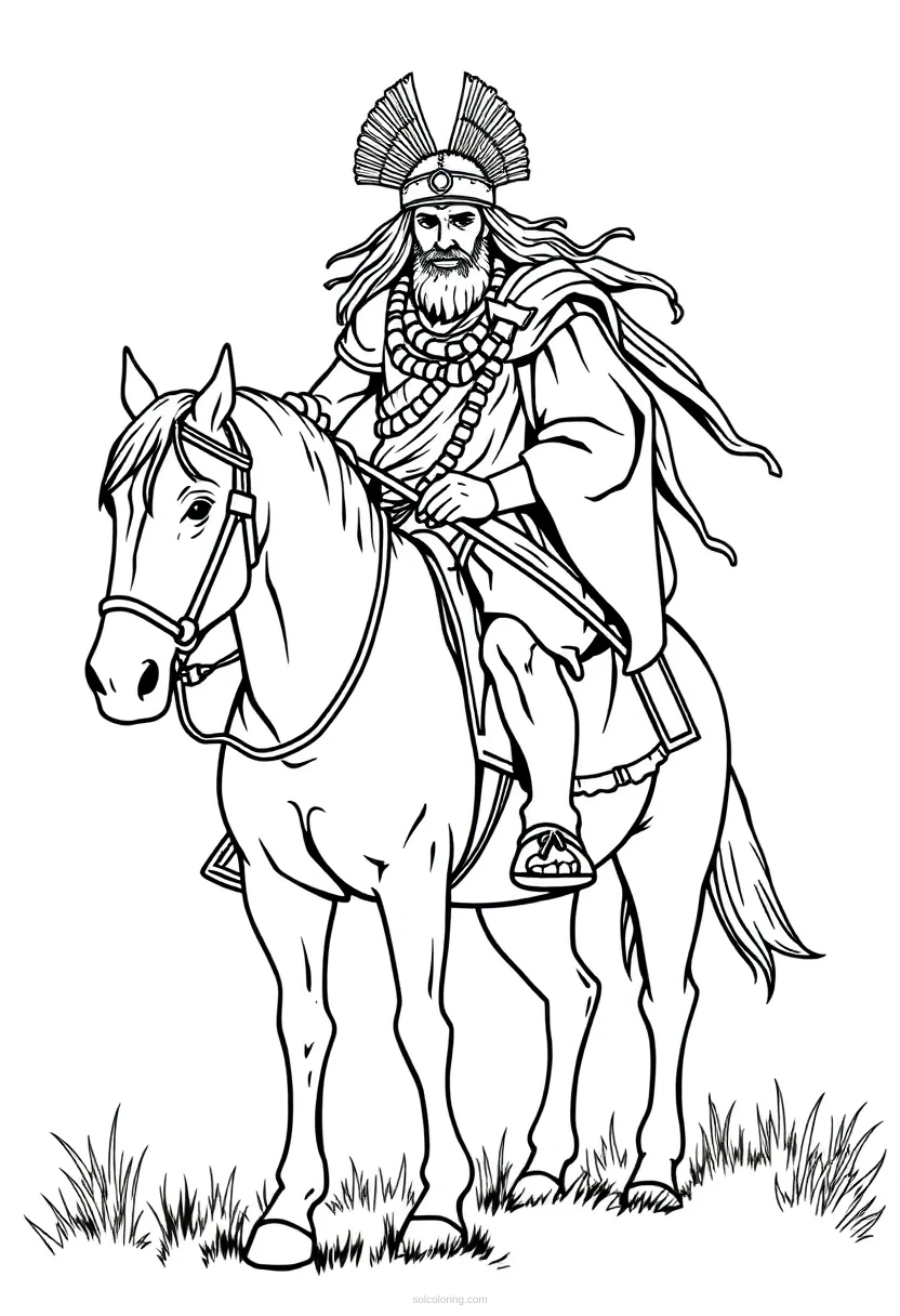 Hun Warrior On Horseback coloring pages