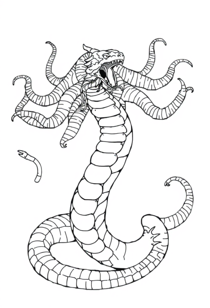 Hydra Many Headed Serpent coloring page, free printable