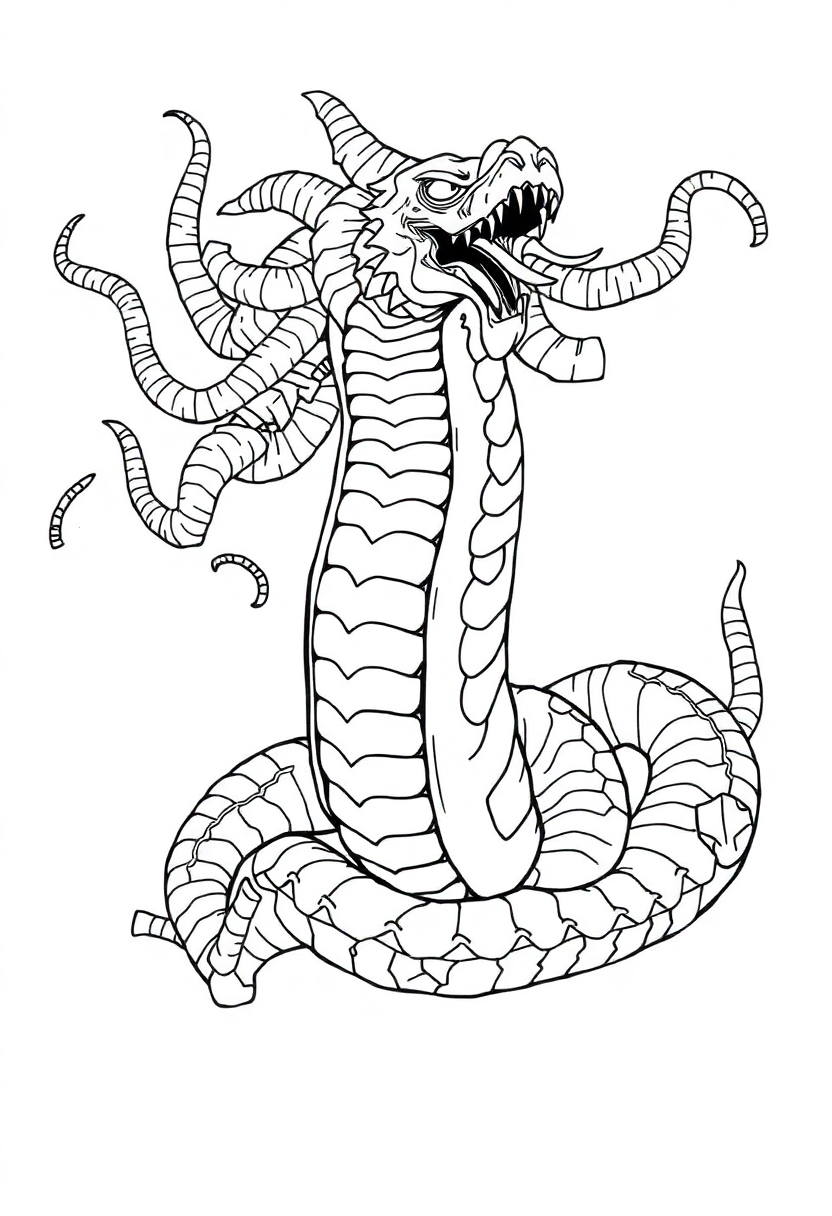 Hydra Many Headed Serpent coloring page, free printable