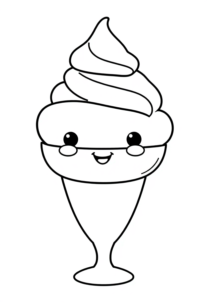Ice Cream Sundae coloring page, free printable