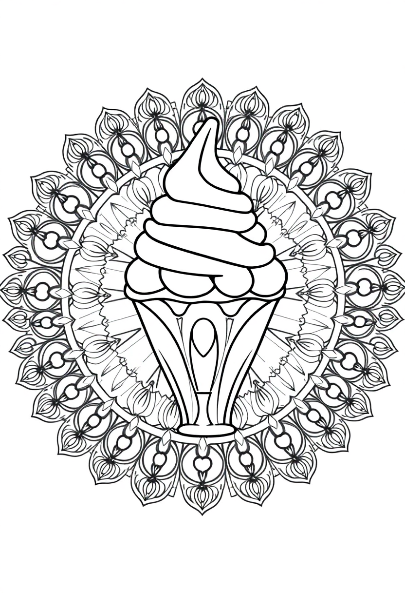 Ice Cream Sundae coloring page, free printable