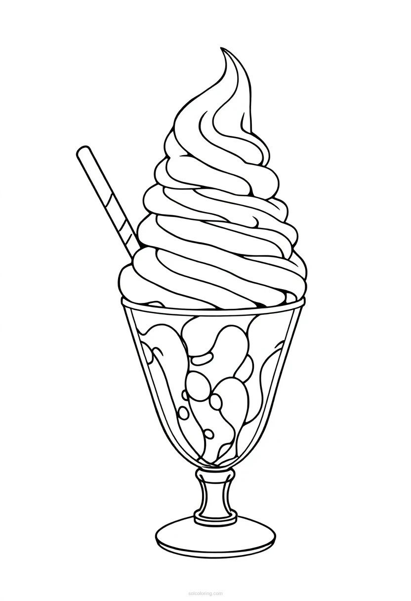 Ice Cream Sundae coloring page for kids