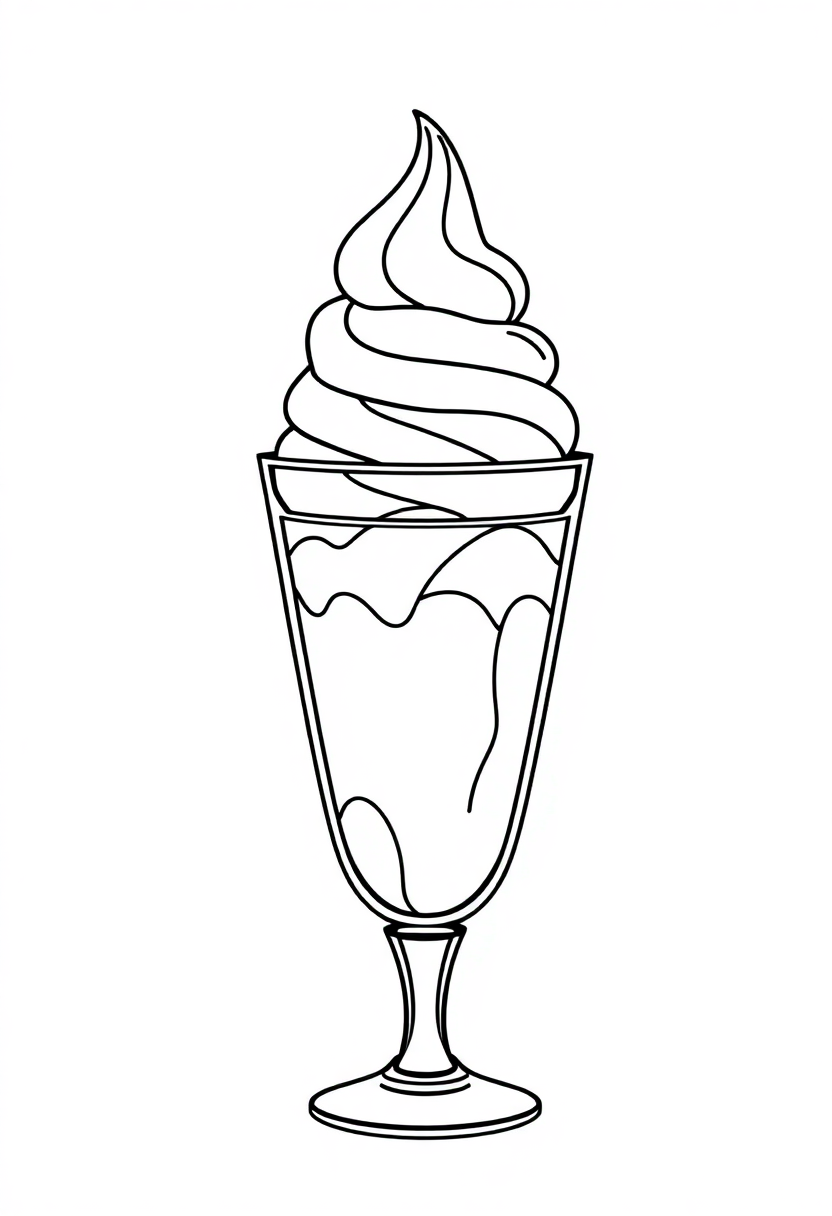 Ice Cream Sundae coloring page, free printable