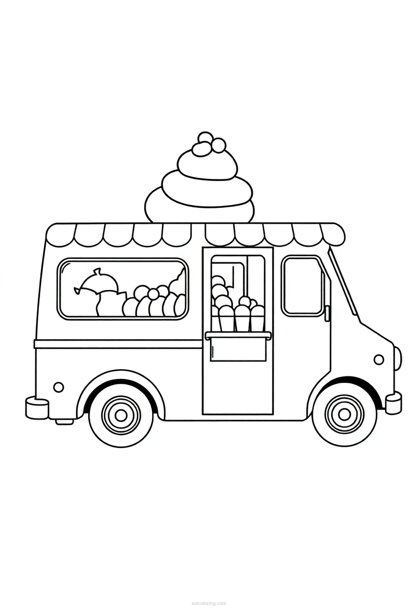 Ice Cream Truck coloring page for kids
