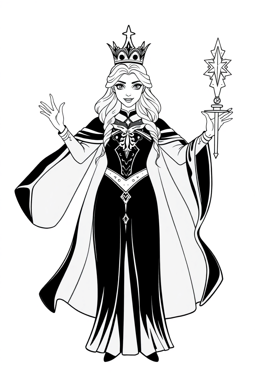 Ice Queen With Frozen Powers coloring pages