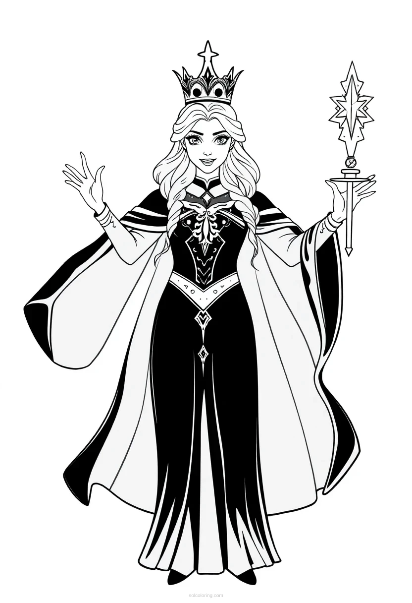 Ice Queen With Frozen Powers coloring pages
