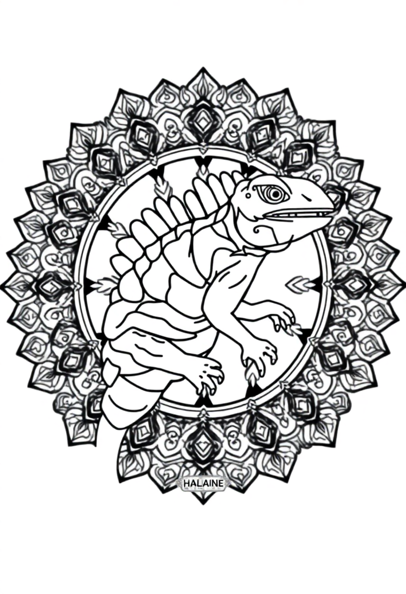 Iguana coloring page, free printable