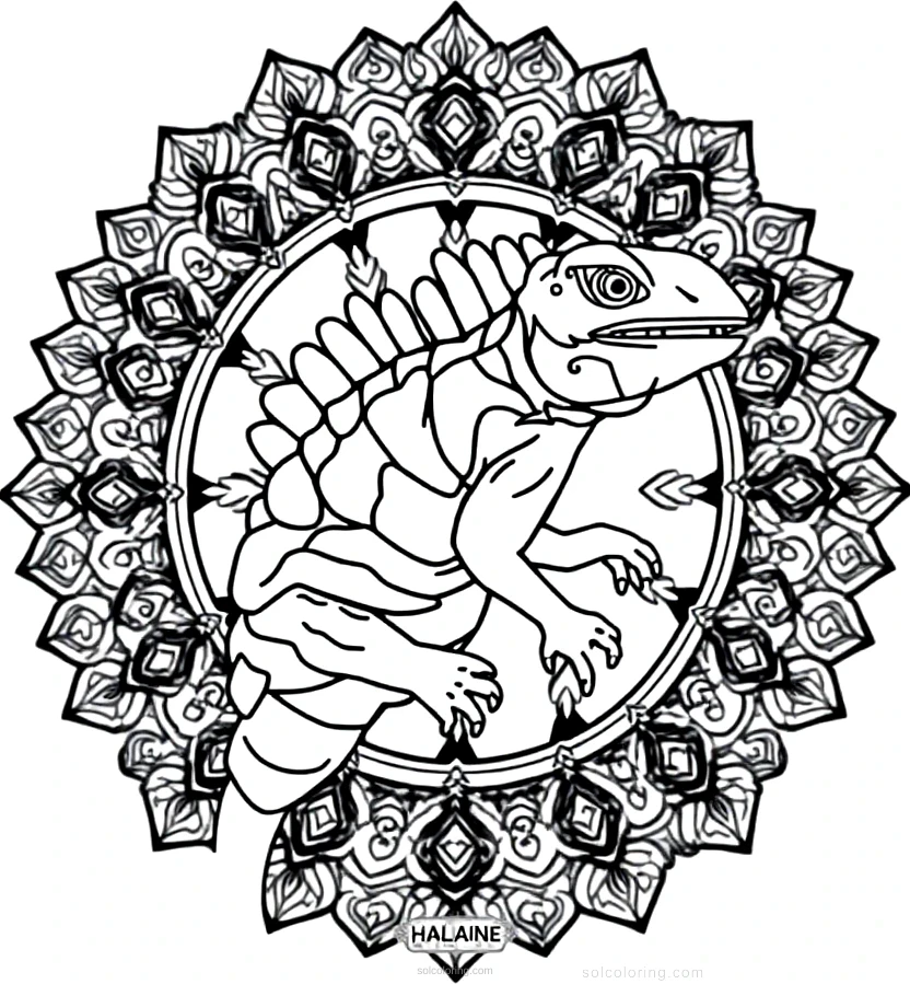 Iguana coloring page for kids