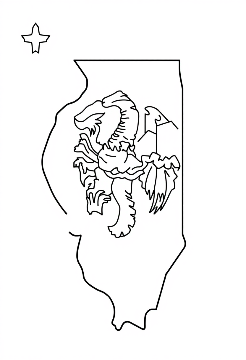 Illinois State Flag coloring page, free printable