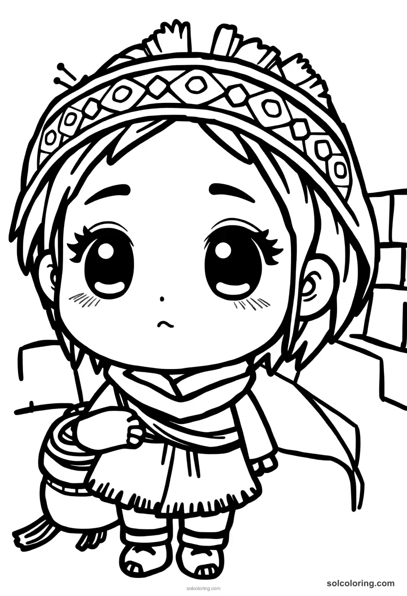 Chibi Inca Machu Picchu Daily Life chibi coloring page for kids