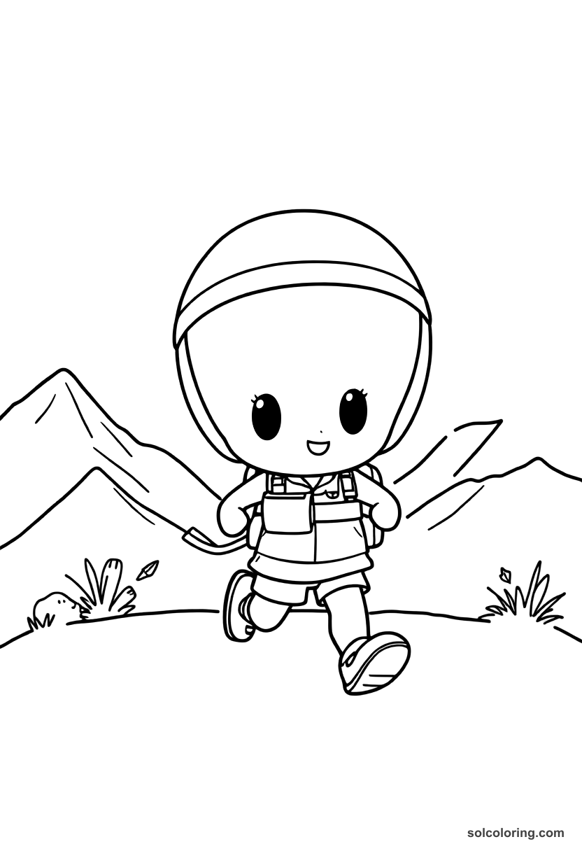Chibi Inca Runner Relay System on Mountain Trail coloring page, free printable chibi style