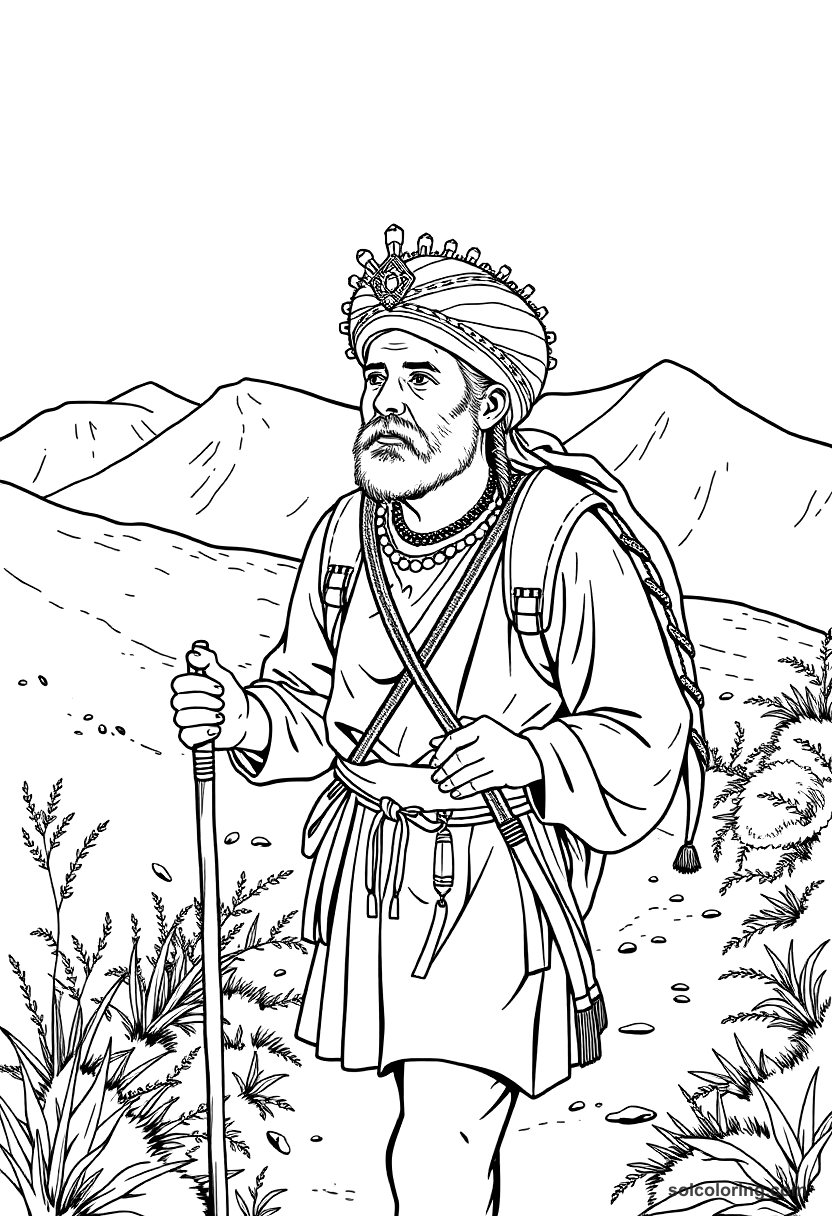 Inca Runner Relay System On Mountain Trail coloring pages