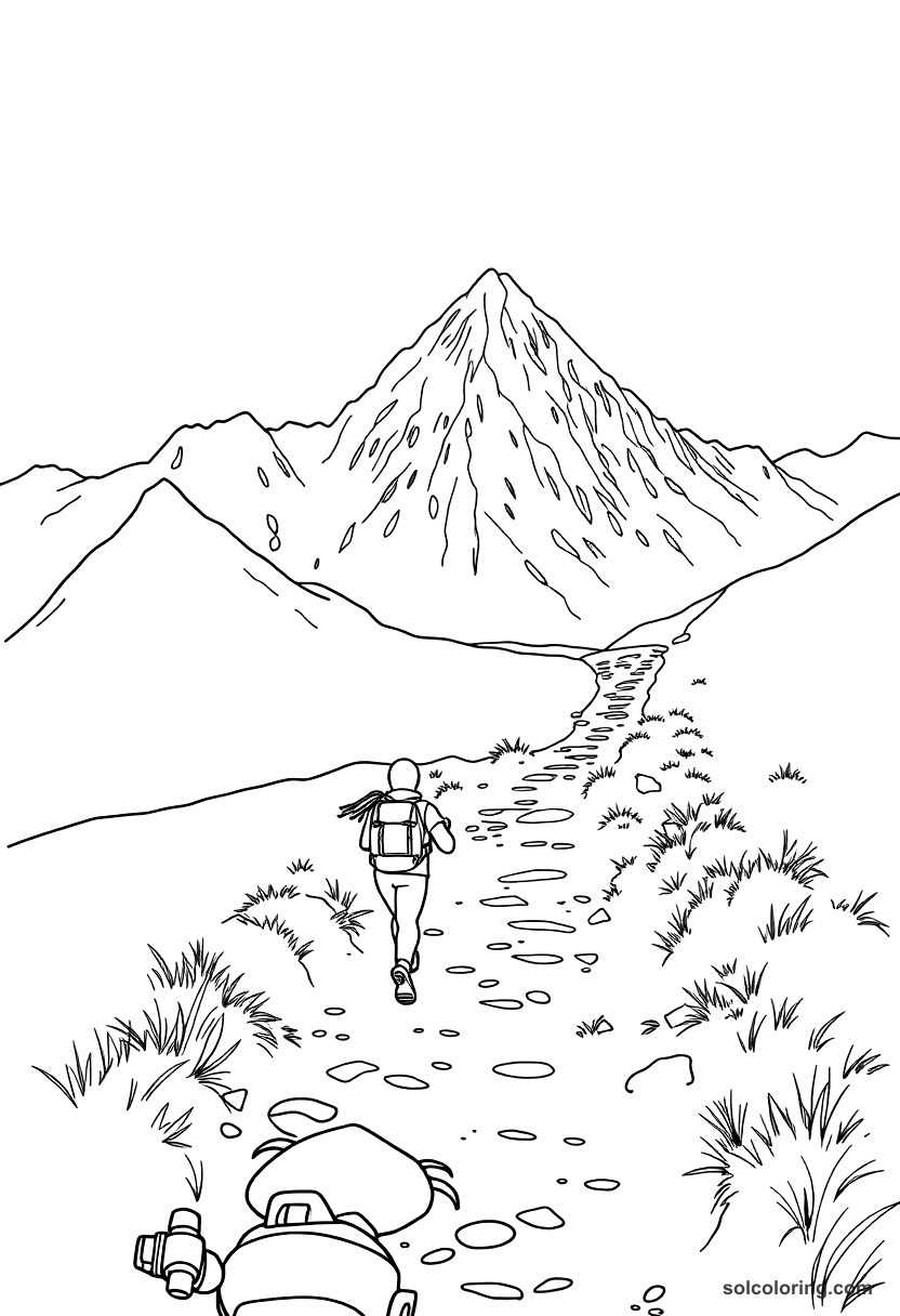 Simple Inca Runner Relay System on Mountain Trail coloring page, free printable simple style