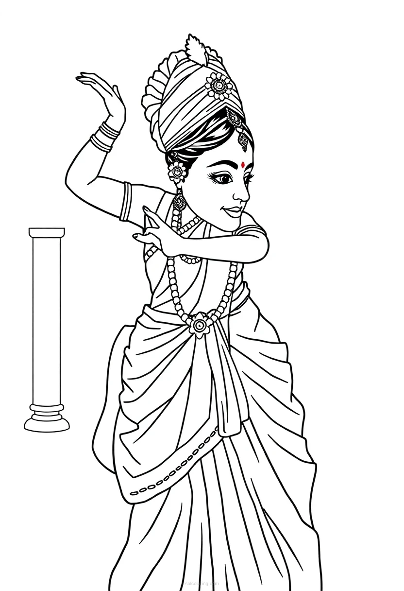 Indian Classical Dancer coloring page for kids
