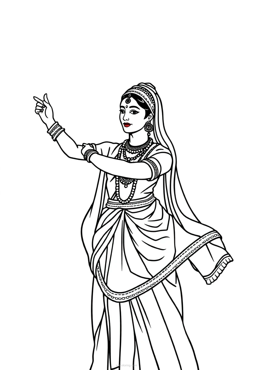 Indian Classical Dancer coloring page for kids
